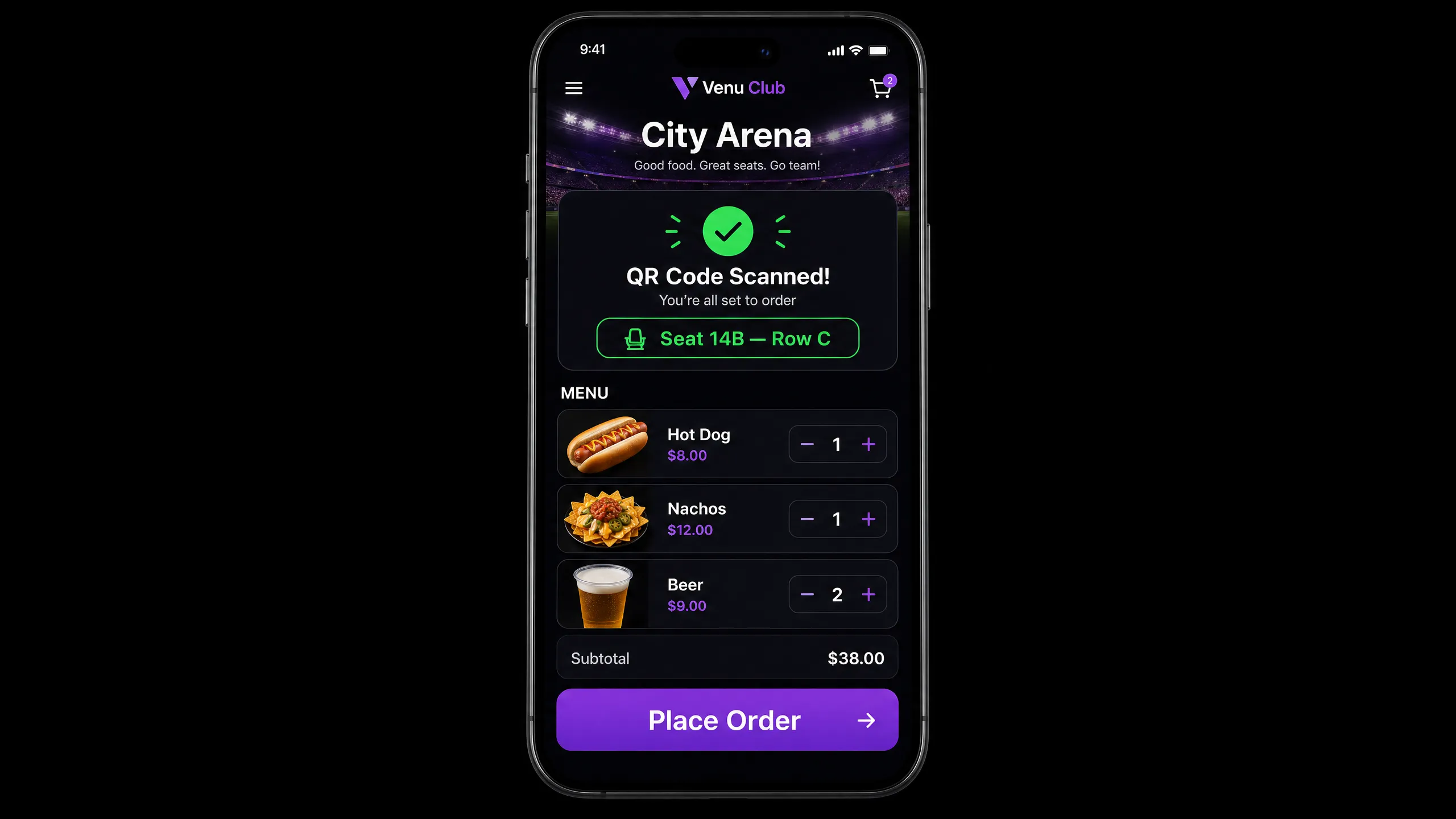 Venu Club dashboard - see what you get when you sign up
